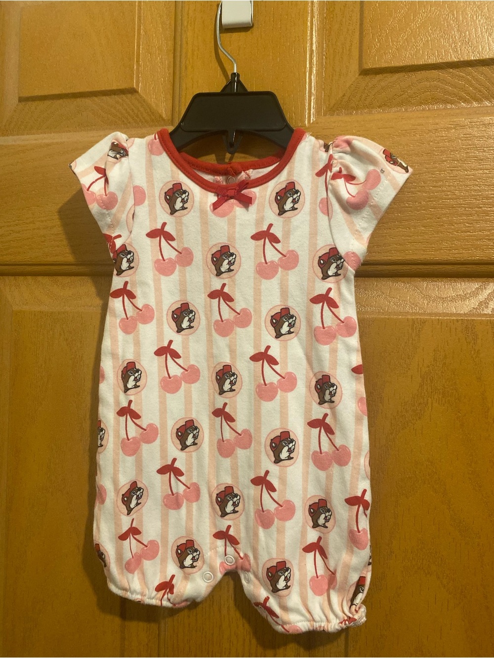 Pink Cherry Print Baby One-Piece Romper